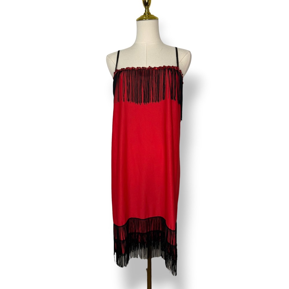 Vintage Rubie's Costume Company Women's Small Flapper Dress Red Black Gatsby